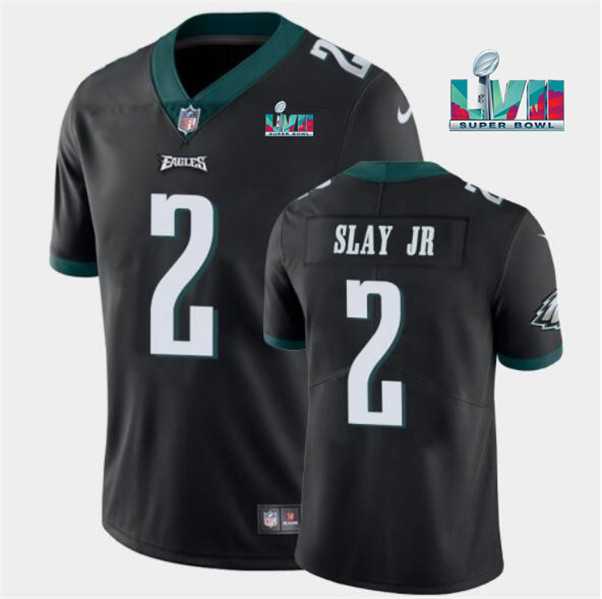 Men & Women & Youth Philadelphia Eagles #2 Darius Slay JR Black Super Bowl LVII Patch Vapor Untouchable Limited Stitched Jersey